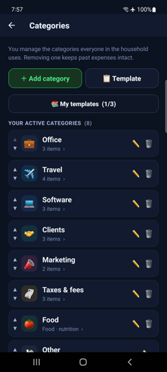 Customize categories